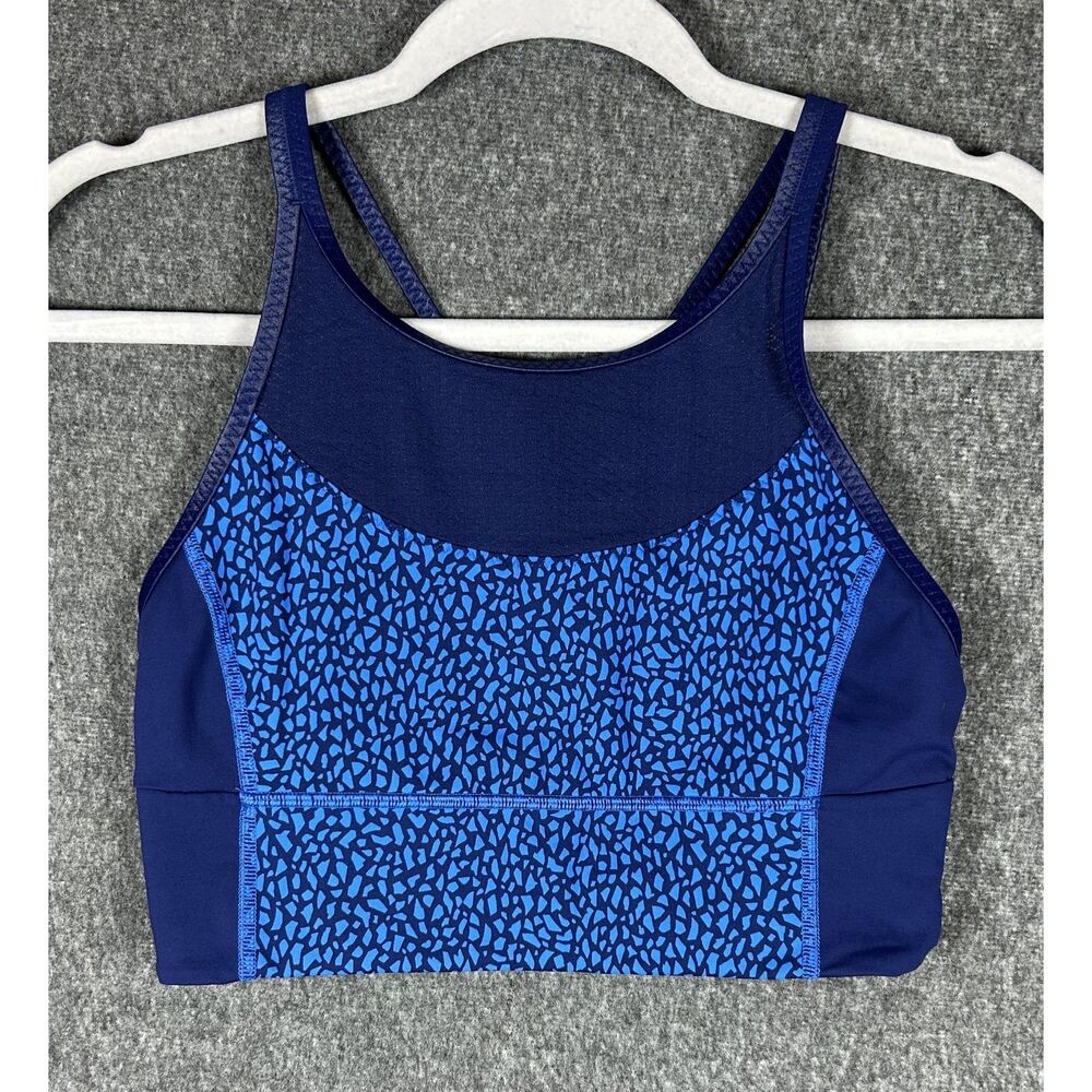 Lululemon Clip-In Long Line Bra Miss Mosaic Lakeside Blue Size 8